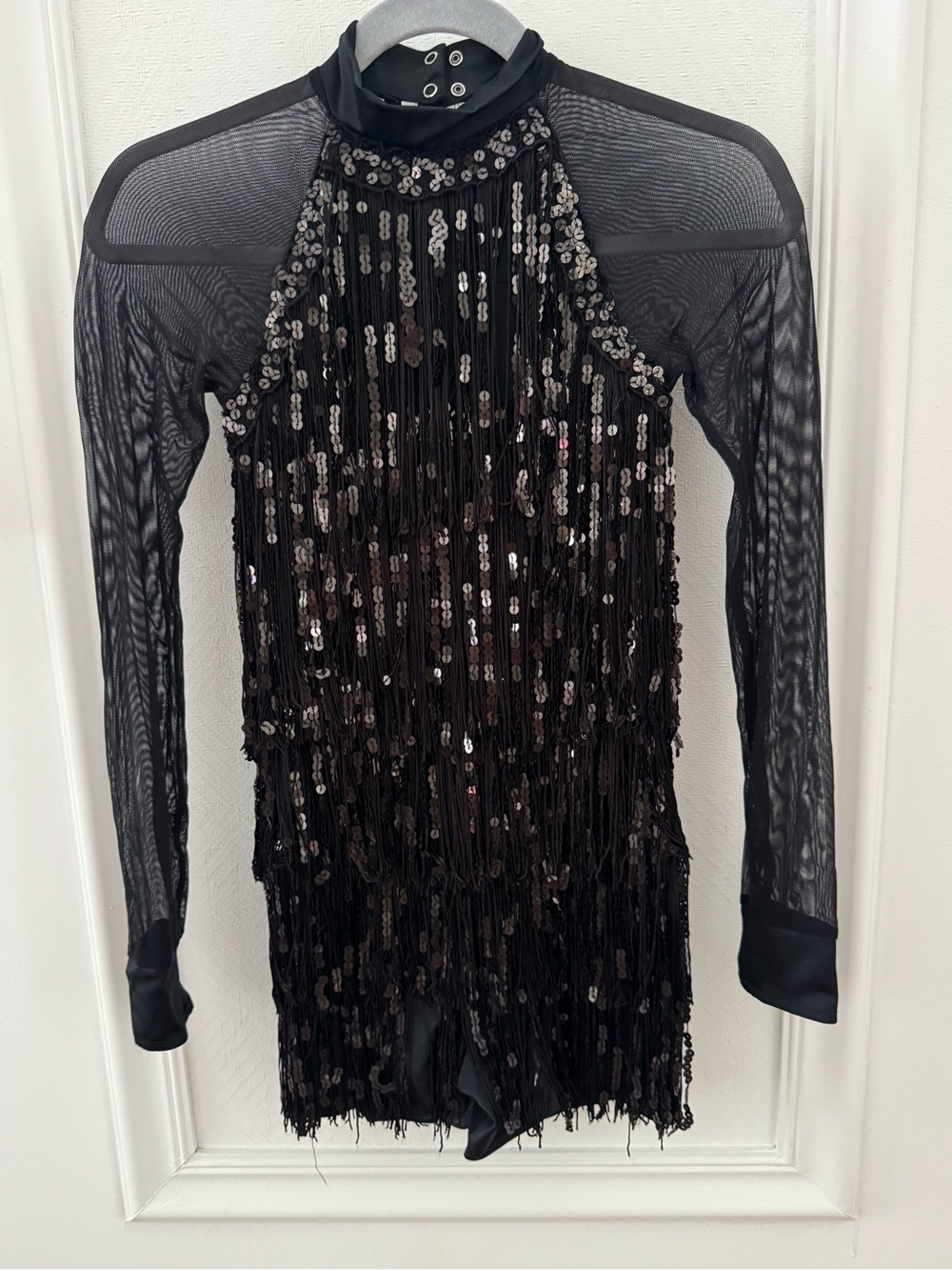 Weissman Black Sequin Fringe Dance Dress
